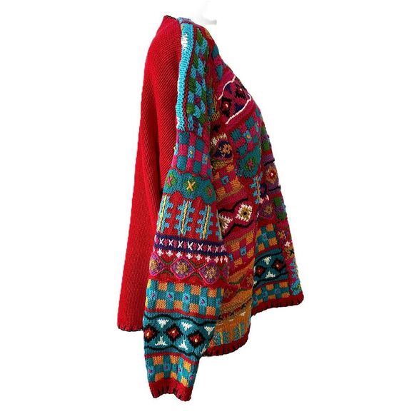 Vintage Rainbow Multicolor Knit Sweater 80s 90s Funky Grandma 3D Size XL - Picture 4 of 10